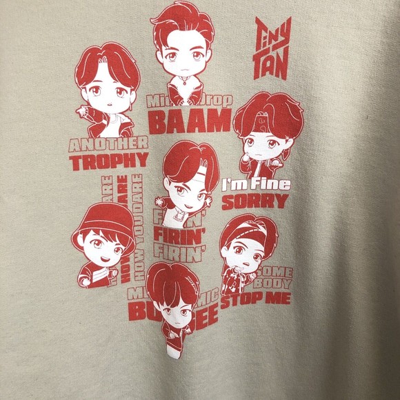 TINY TAN BTS KPOP Mic Drop Mens Large Anime Pullover Sweatshirt Graphics - Picture 3 of 7